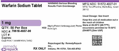 Mm1 (Warfarin Sodium 1mg 70518 4637 00)